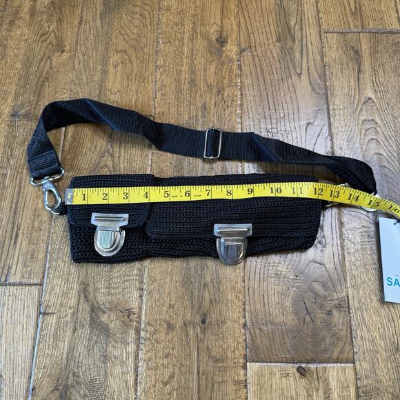 NWT The Sak Black Crochet Belt Bag Fanny Pack Crossbody Silver Hardware - Picture 2 of 5